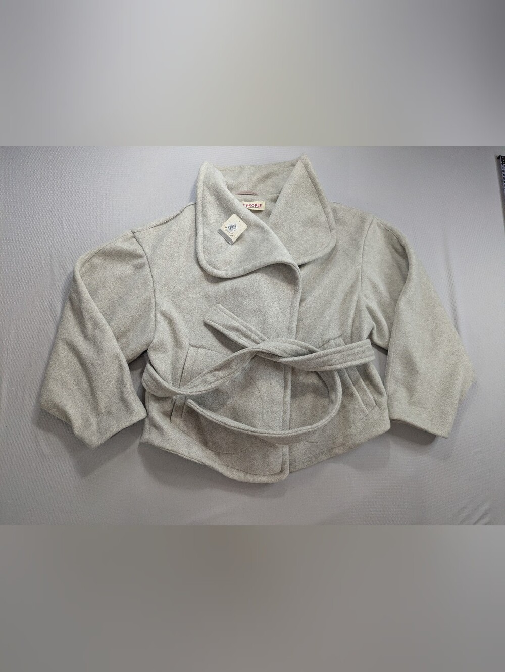 Free People Mina Oversized Collar Long Sleeve Tie Front Cropped Coat XS $198 NWT